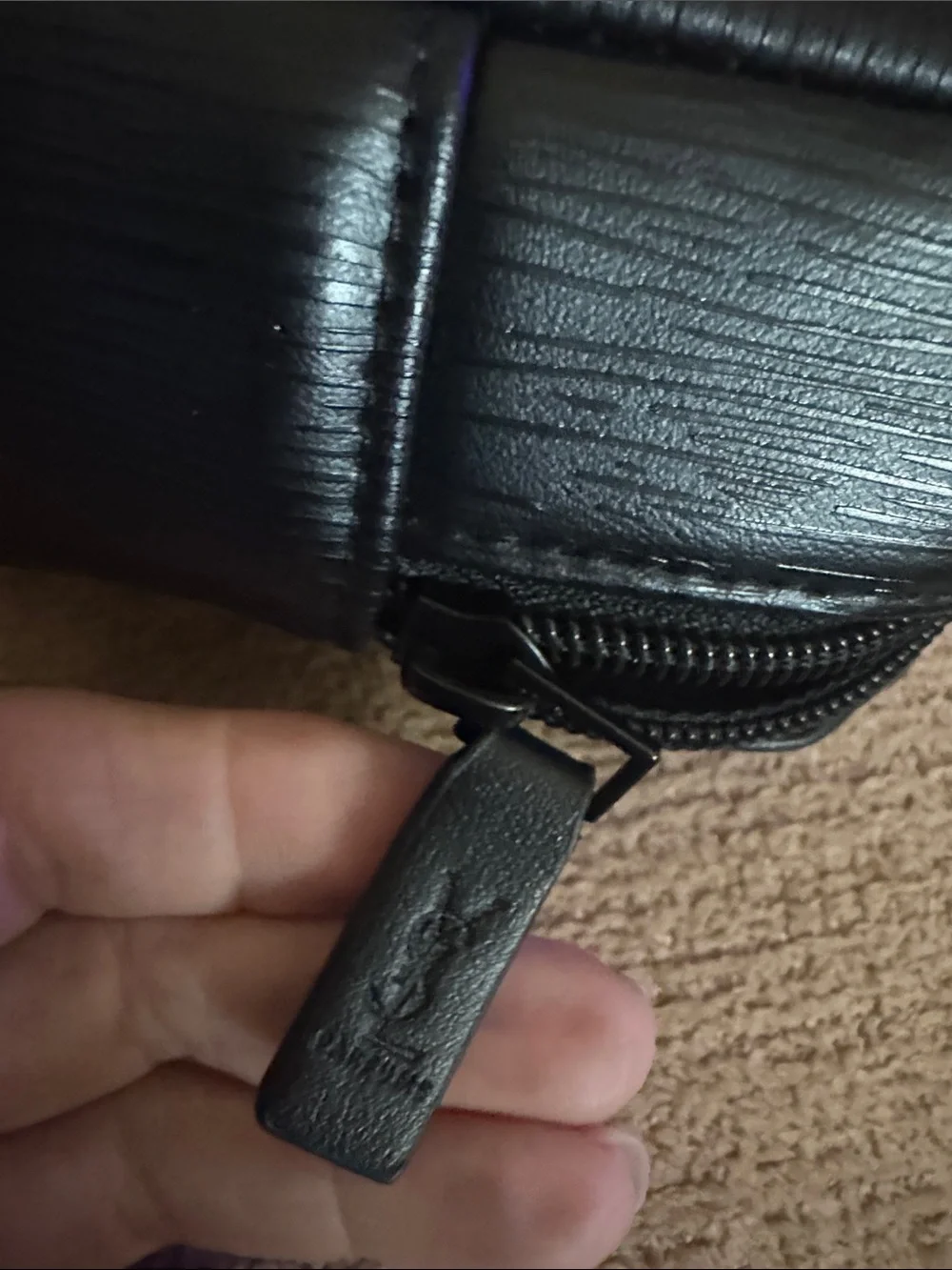 Black Embossed YSL Leather Clutch Wallet